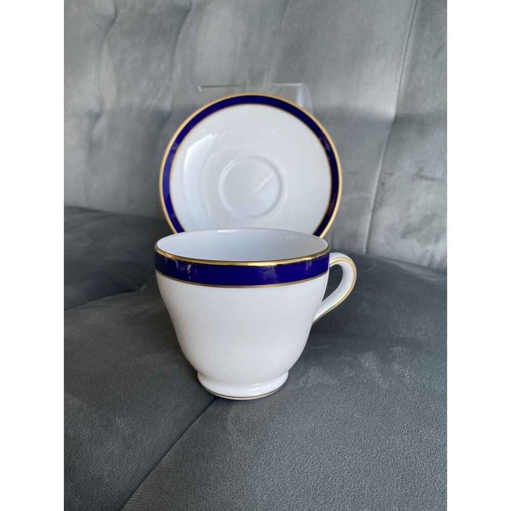 Spode Consul Cobalt Teacup Cup and Saucer Set (s) Blue Gold